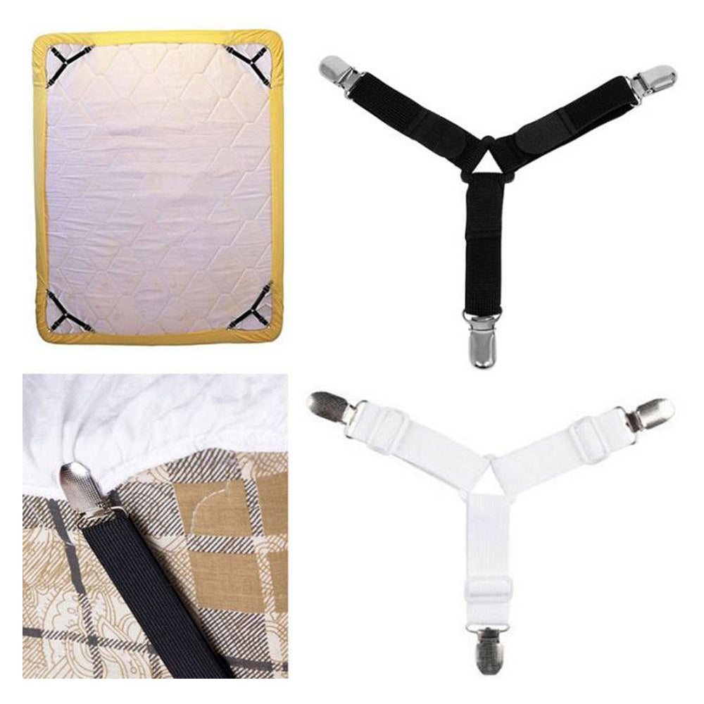 Bedding Article Accessory 4pcs  Nylon Buckle Elastic Band Non Slip Sheet Fixer Holder for Bed sheets Practical Bedspread - Korvel
