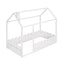 Cama de Madera en Forma de Casa para Niños de Tamaño Individual - Blanca
