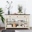 Table Console Rétro avec Étagères Ouvertes - Espresso et Beige