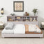 Full Size Daybed Frame with Storage Bookcases - White Oak
