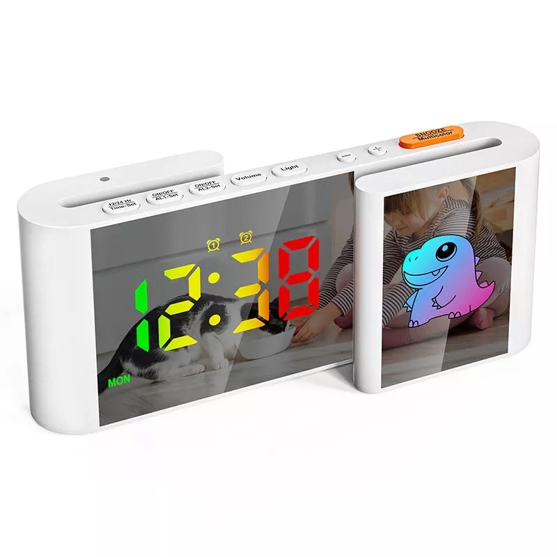 Creative S-shaped Dual-Screen RGB Alarm Clock with Night Light