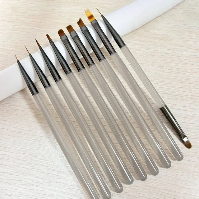 Ensemble de 9 pinceaux de nail art en gel UV premium pour des designs créatifs