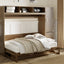 Full Size Murphy Bed with Wardrobe, Drawers and Open Shelves, Antique Grey - Korvel