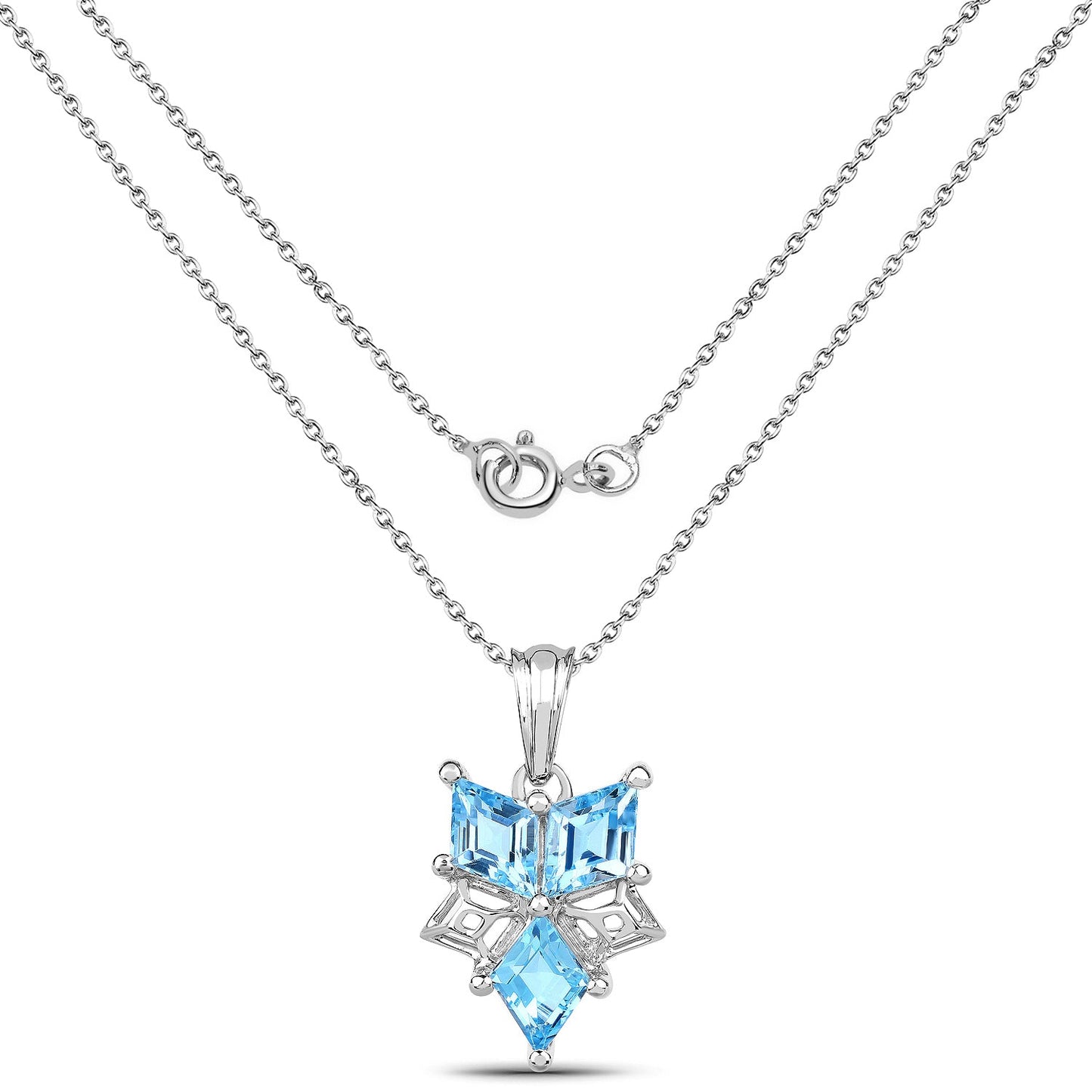 4.65 Carat Genuine Blue Topaz Pendant in Sterling Silver