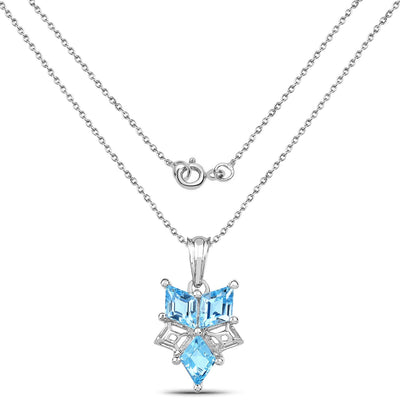 4.65 Carat Genuine Blue Topaz Pendant in Sterling Silver