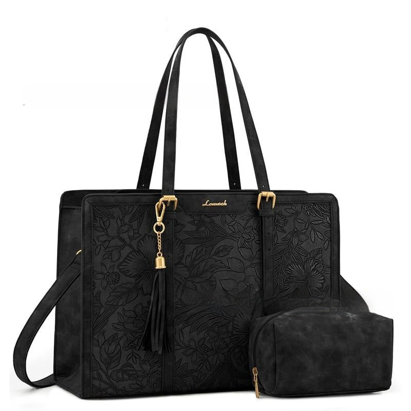 Bolso de cuero vintage para laptop de mujer - Gran capacidad