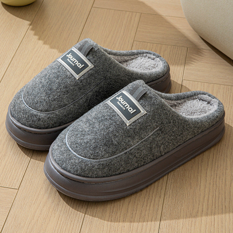 Men's Plus Size Cotton Slippers with Thickened Sole