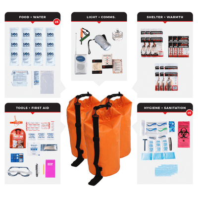 WSK Essential Survival Kit for Up To 6 People plus Dry Bag - Korvel