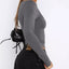 Long Sleeve Sweetheart Neck Crop T-Shirt
