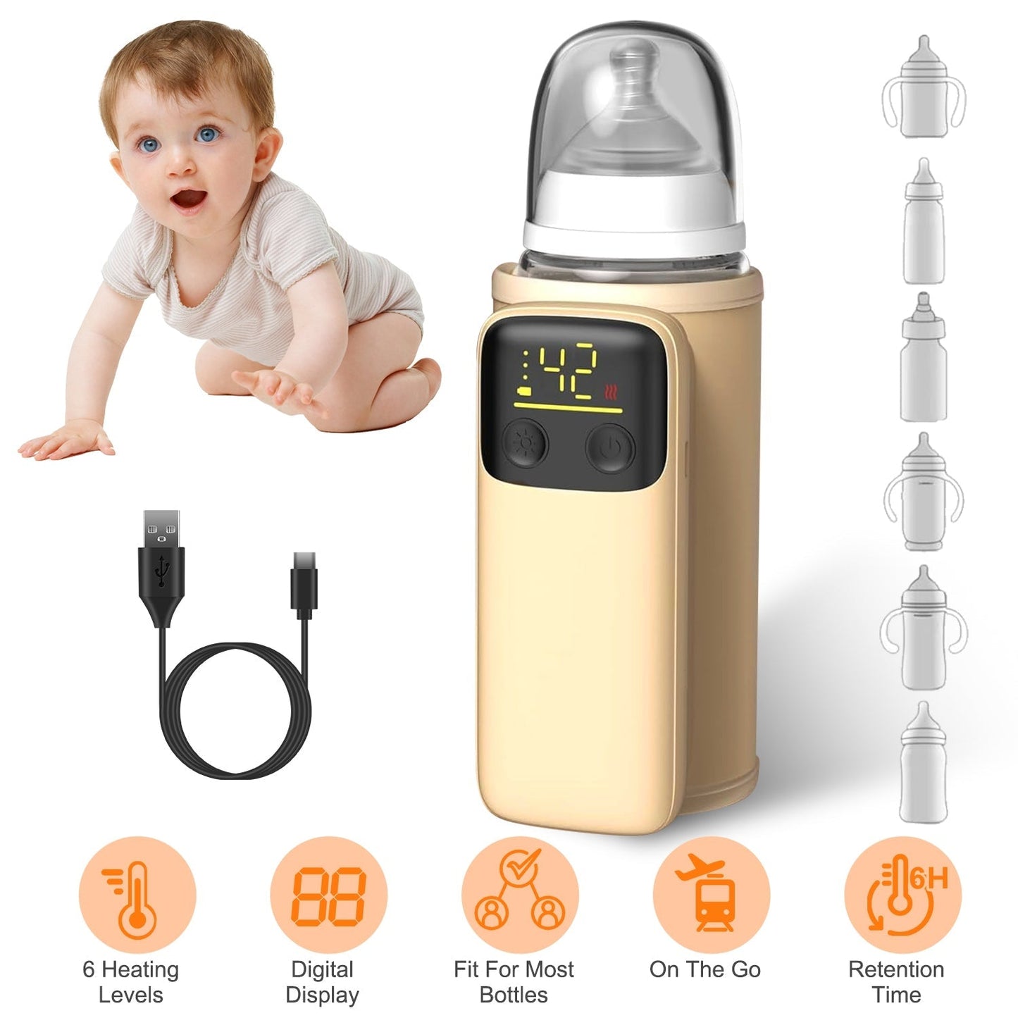 Portable Baby Bottle Warmer with Night Light
