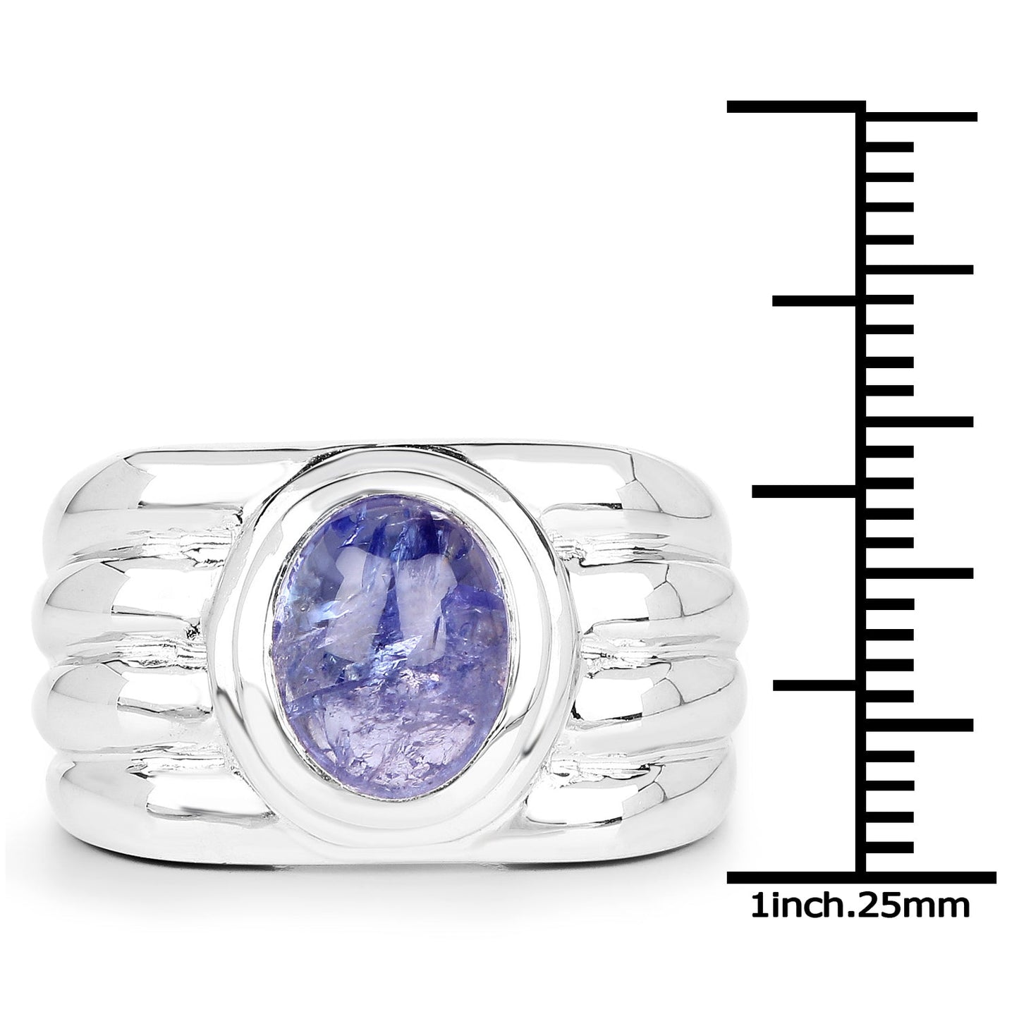3.55 Carat Genuine Tanzanite Sterling Silver Engagement Ring