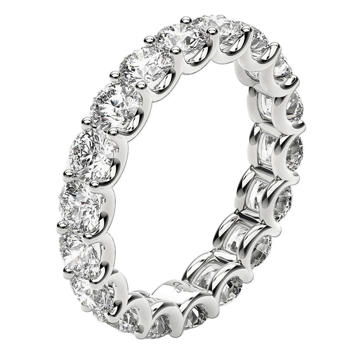 Anillo Eternidad de Diamante Creado en Laboratorio Corte Redondo en Oro Blanco de 14k