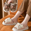 Piggy Cute Couple Open Toe Linen Cotton Linen Slippers - Korvel