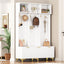 Large storage hall tree with bench, multifunctional storage platform, luxury clothes hanger equipped with 6 gold hooks - Korvel