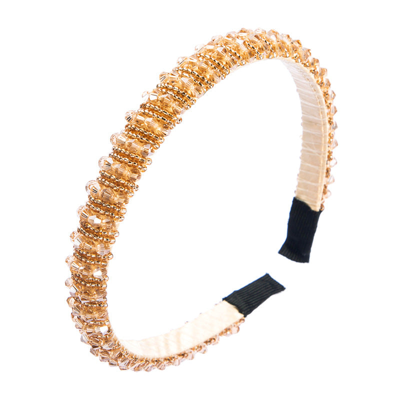 Washing Face Hair Band Thin Edge Handmade String Crystal Headband Fashion Hair Accessories Simple Hair Band - Korvel