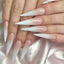 Milky white powder gradient long drop-shaped manicure, high-end fake nail patch wearable nail patch - Korvel
