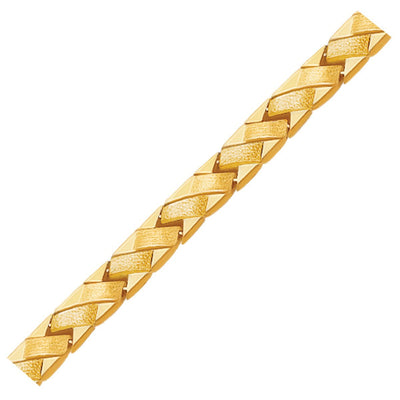 Bracelet en ligne tressé fancy en or jaune 14k