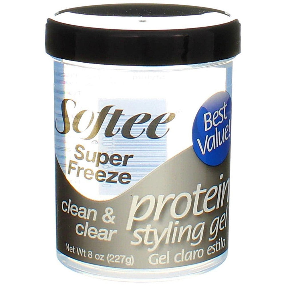 Softee® Super Freeze Protein Styling Gel – Limpio y Claro – 8 oz