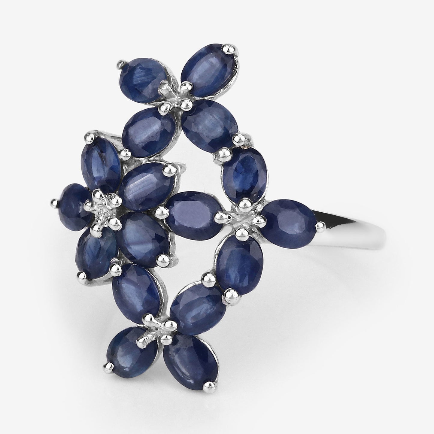 3.40 Carat Genuine Blue Sapphire Sterling Silver Engagement Ring