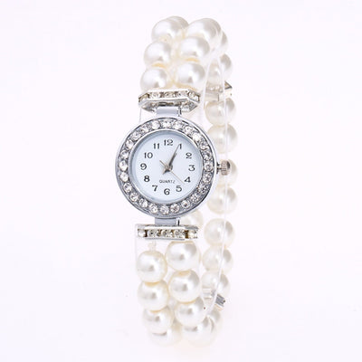 Crystal Watch Fashion Women Watch Pearl String Watch Strap Quartz Bracelet Watch models Female Clock Ladies damenuhr reloj mujer - Korvel