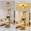 Rattan Light Fixtures Ceiling Mount,Boho Ceiling Light Fixture with Dimmable LED Bulb Mini Hand Woven Rattan - Korvel