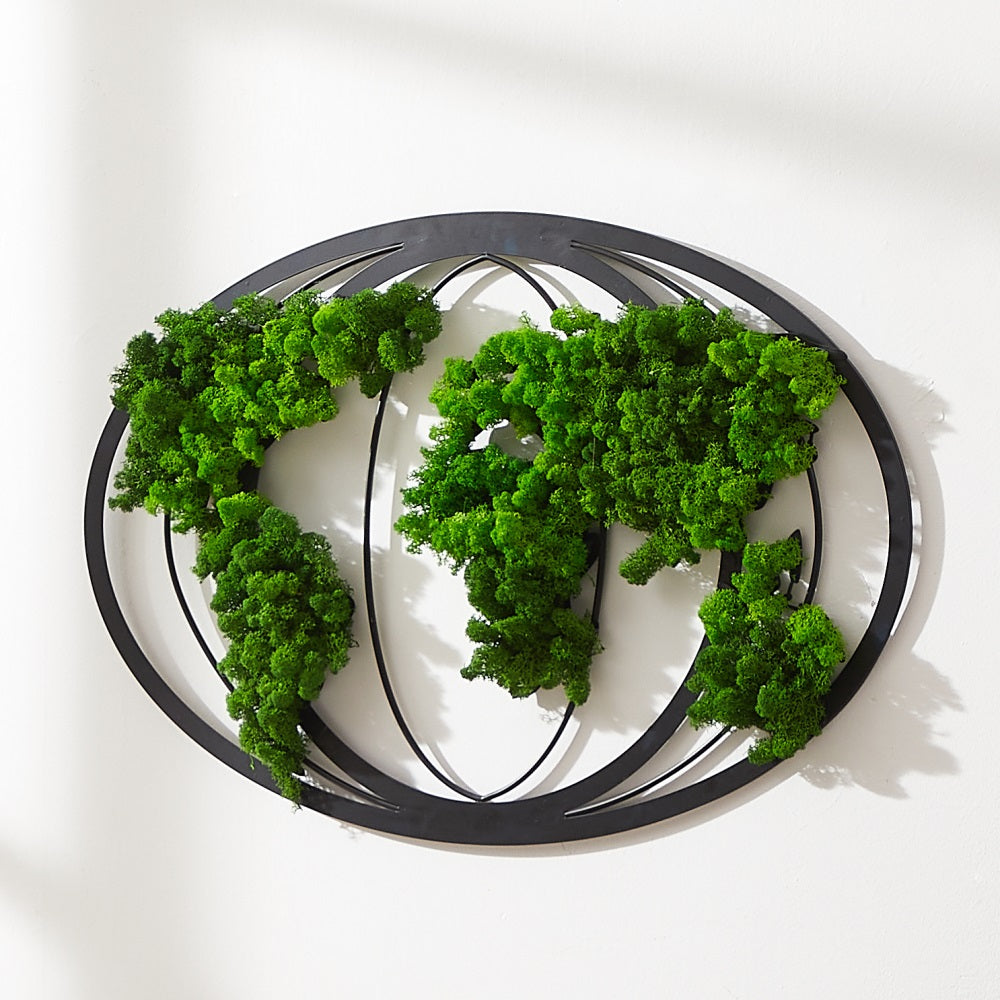 Moss World Map Metal Wall Decor - Korvel