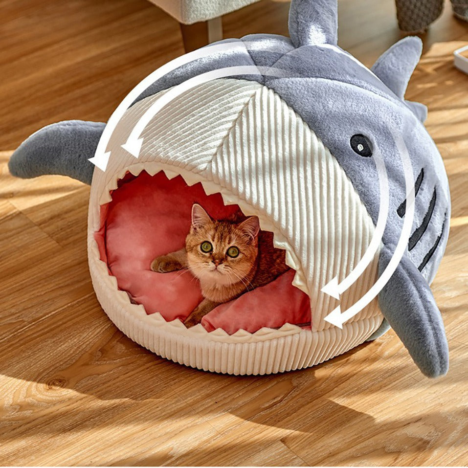 Cozy Shark Pet Nest for Cats and Dogs - Warm & Inviting
