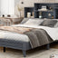 Queen Size Storage Platform Bed Frame with USB Charging - Gray