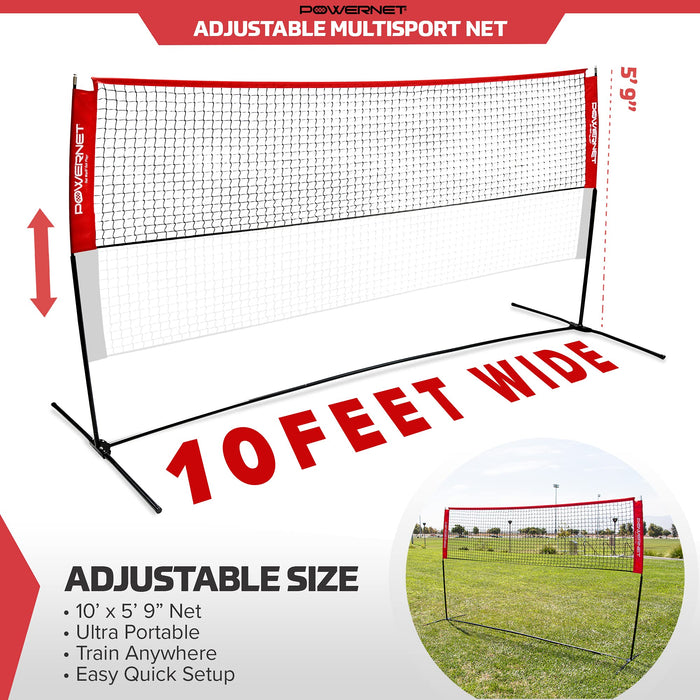 PowerNet Portable 10x3 Ft Adjustable Sports Net