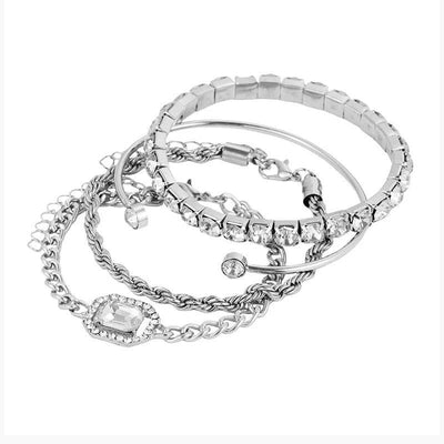 4-Piece Bohemian Crystal Bracelet Set for Women