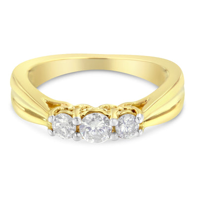 10K Yellow Gold Three-Stone Diamond Engagement Ring