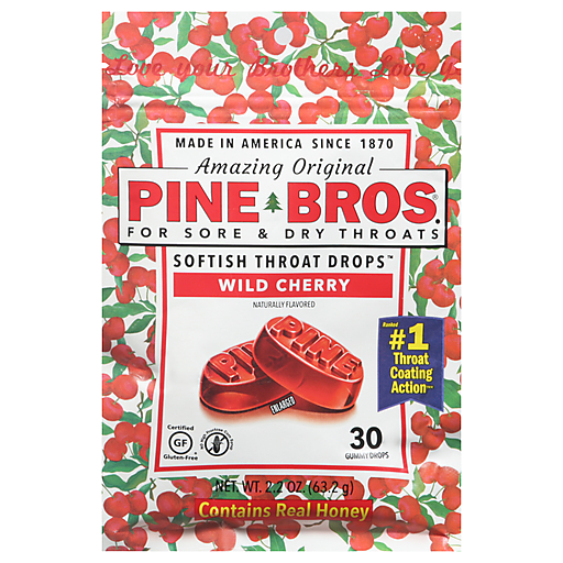 Bonbons gélifiés Wild Cherry de Pine Bros pour soulager la gorge