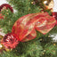 Árbol de yute rojo y dorado de 2' con 50 luces LED blancas cálidas