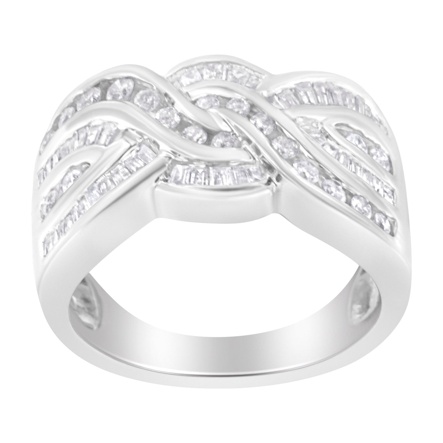 Anillo Bypass de Diamante en Oro Blanco de 10K - Talla 6-3/4