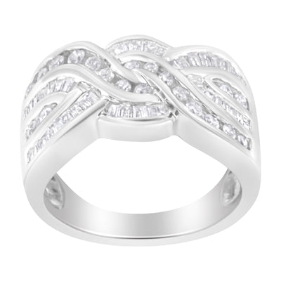 Bague Bypass en Diamant en Or Blanc 10K - Taille 6-3/4