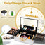 Portable makeup case, travel makeup bag with LED mirror, locked makeup storage box, brush holder, divider, rechargeable, white - Korvel