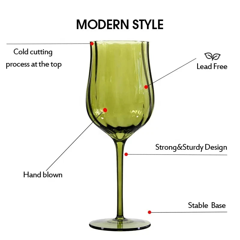 4/2/1Pcs Creative French Medieval Red Wine Glass Hand Blown Margarita Cocktail Goblet Glass Cup Dense Edges Vintage Flower Bloom - Korvel