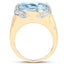 Anillo de Topacio Azul y Topacio Blanco Bañado en Oro Amarillo de 14K