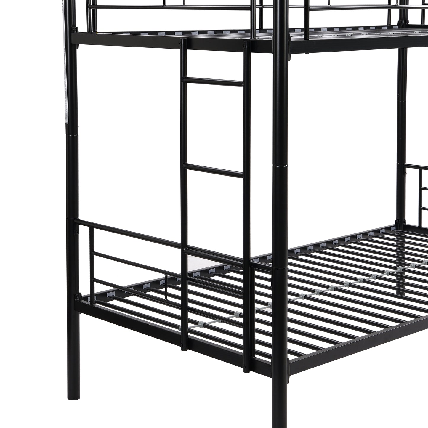 Premium Bunk Bed with Dual Ladders and Guardrail - Black