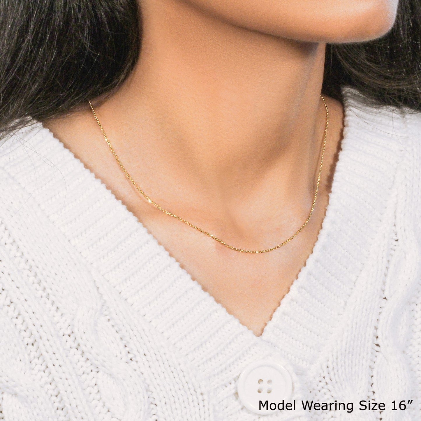 10k Yellow Gold Diamond Cut Cable Link Chain - 1.10 mm