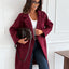 Elegant Solid Color Long Sleeve Wool Overcoat for Women