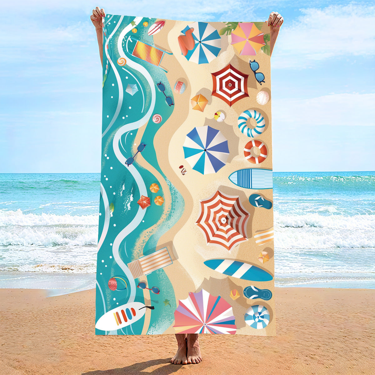 Double-Sided Velvet Beach Towel - Quick-Drying & Soft