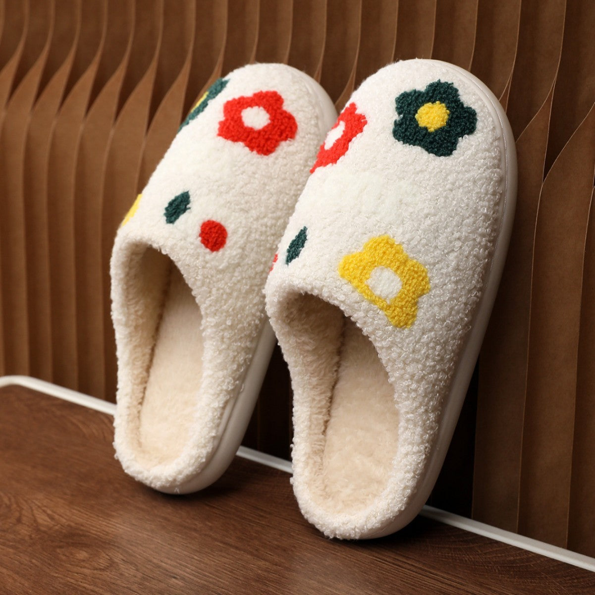 Chaussons en coton à fleurs pour femmes