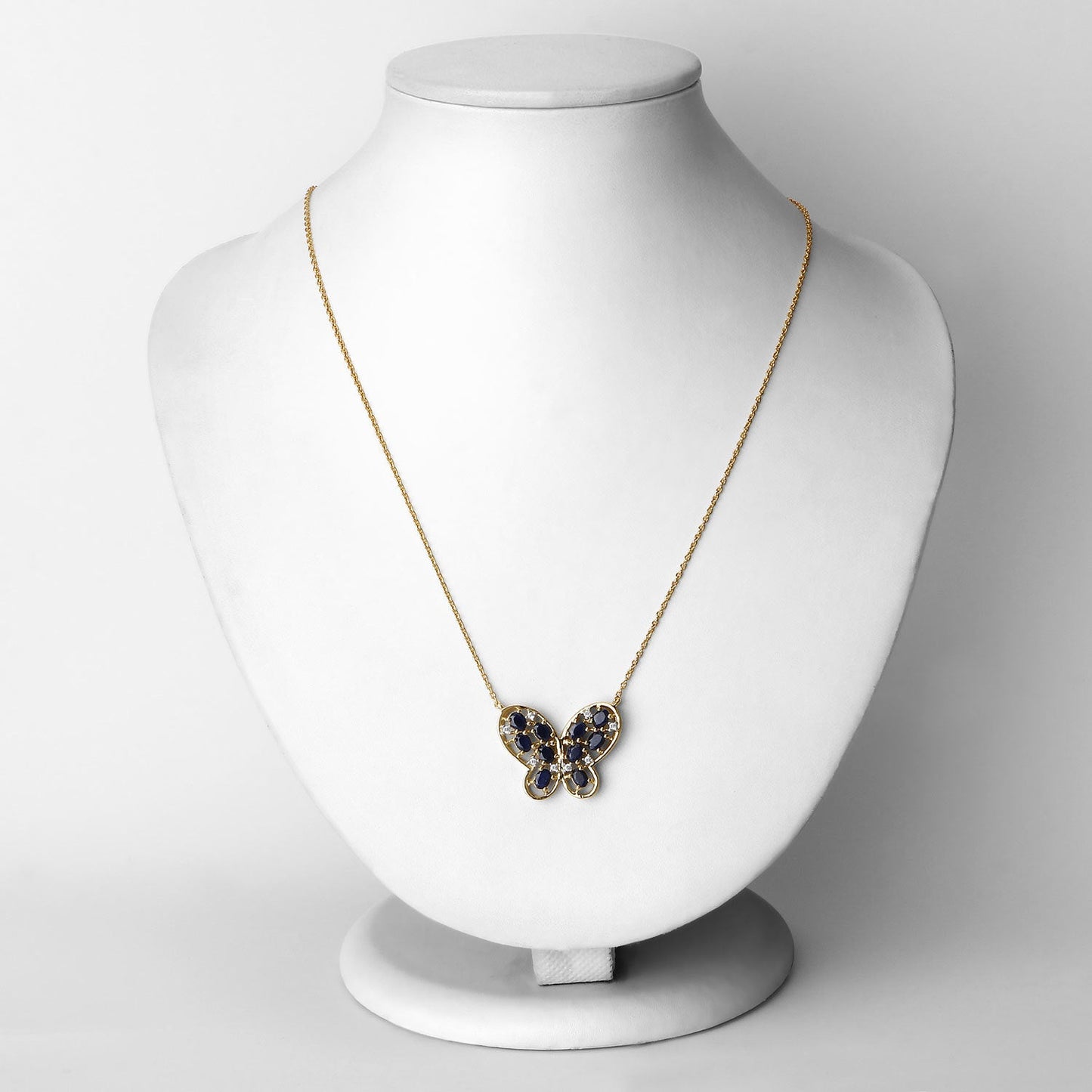 Collar de Zafiro Azul de 2.16 Quilates y Circonita Blanca en Plata de Ley