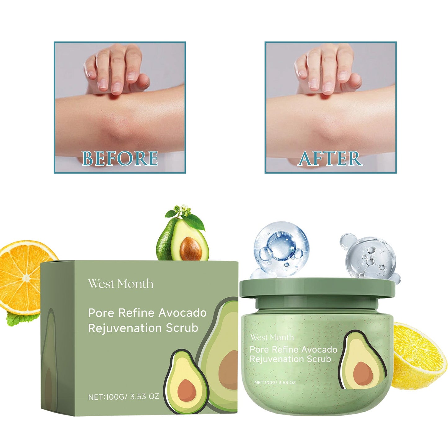 Avocado Ice Cream Scrub, Moisturizing, Hydrating, Cleansing And Exfoliating Body Scrub - Korvel