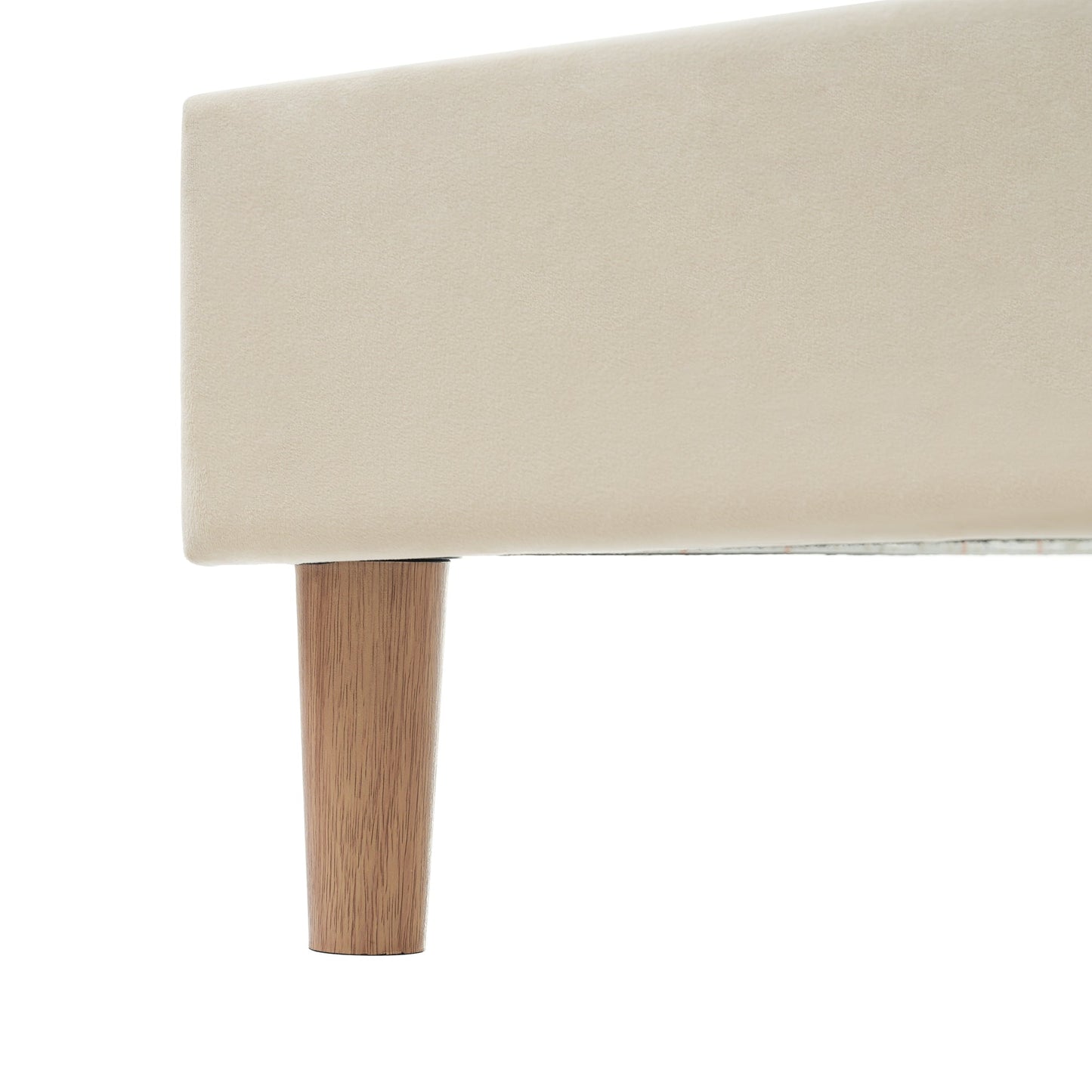 Full Size Velvet Upholstered Smart LED Bed Frame with Adjustable Height Headboard,No Box Spring Needed,Easy Assembly,Beige - Korvel