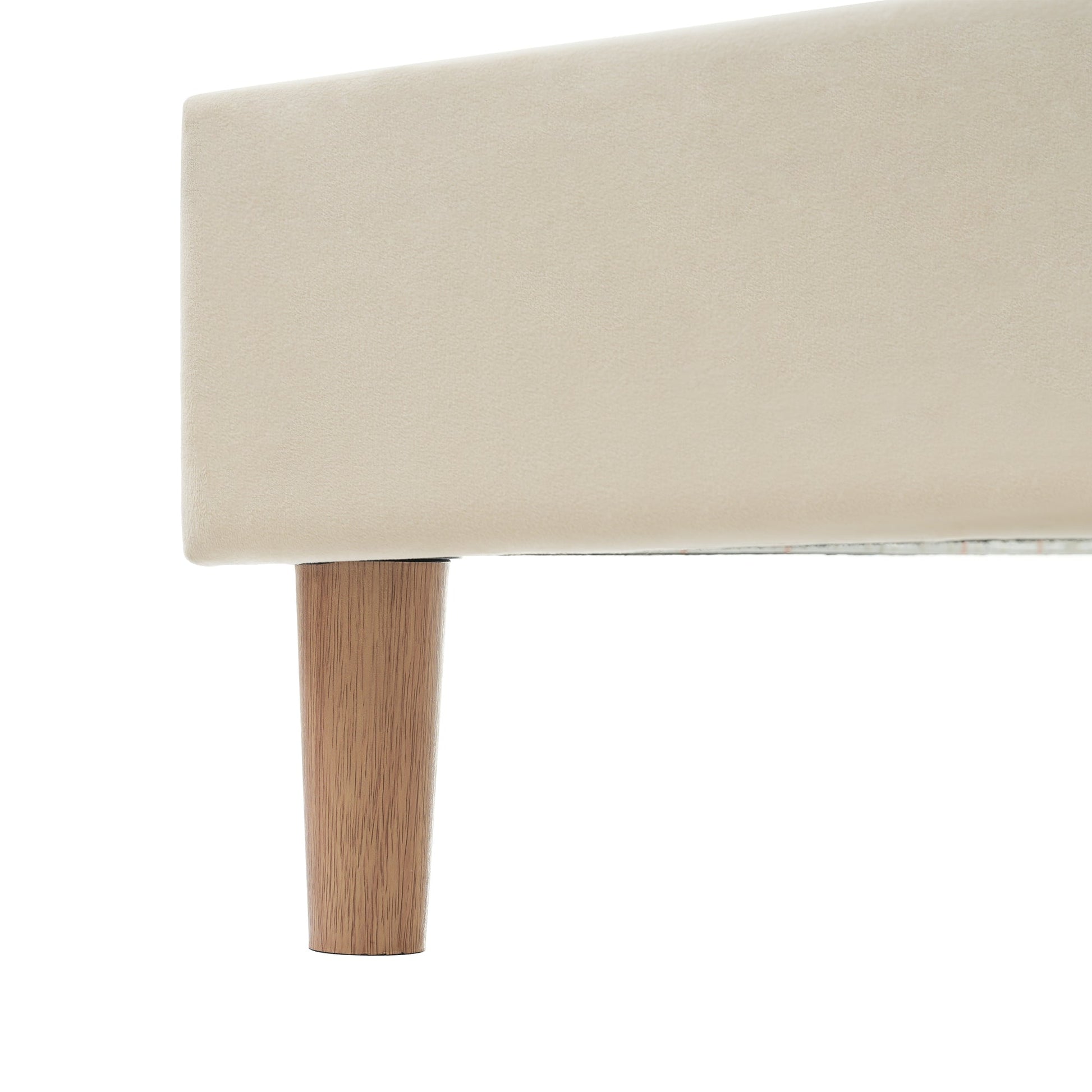 Full Size Velvet Upholstered Smart LED Bed Frame with Adjustable Height Headboard,No Box Spring Needed,Easy Assembly,Beige - Korvel