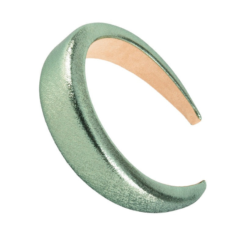 Bright Sponge Hair Hoop Wide Edge Thick Colored Shiny Silk Fabric Hair Accessories - Korvel