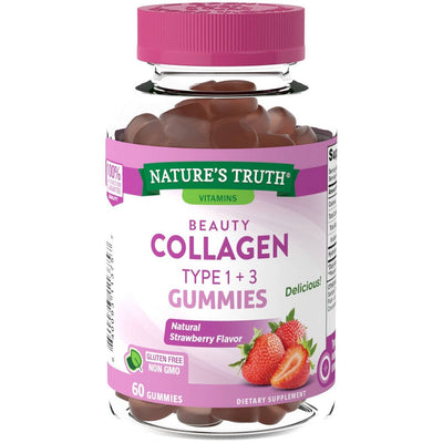 Nature's Truth Beauty Collagen Type 1 + 3 Gummies - Strawberry Flavor 60ct