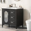 30" Bathroom Vanity with Sink, Bathroom Vanity Cabinet with Two Drawers and Door, Adjustable Shelf, Solid Wood and MDF, Black - Korvel